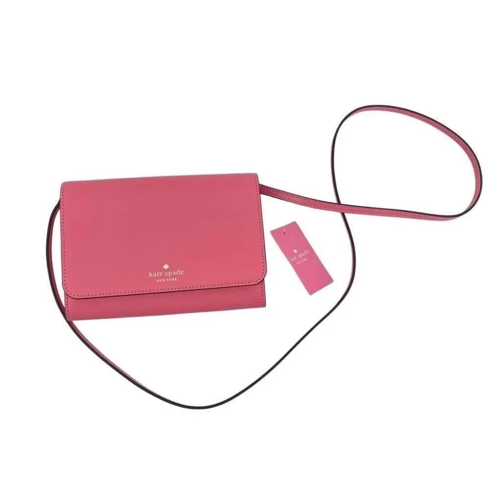 Kate Spade New York Snap With String Pink Leather Crossbody Bag NWT WLRU5769 - Picture 3 of 14